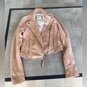 Wmns Abercrombie&Fitch pink suede biker jacket SIZE XS -worn once!